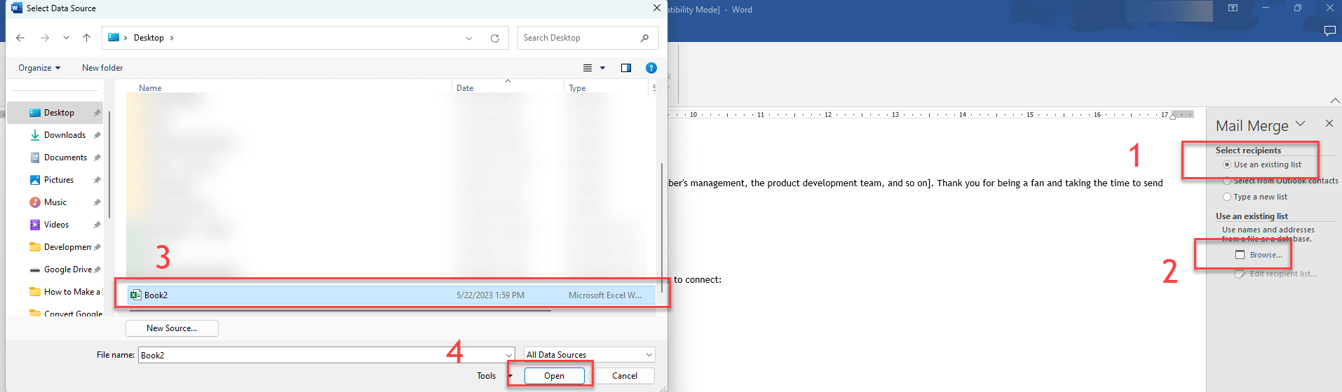 Combinación de correspondencia con Excel y Word