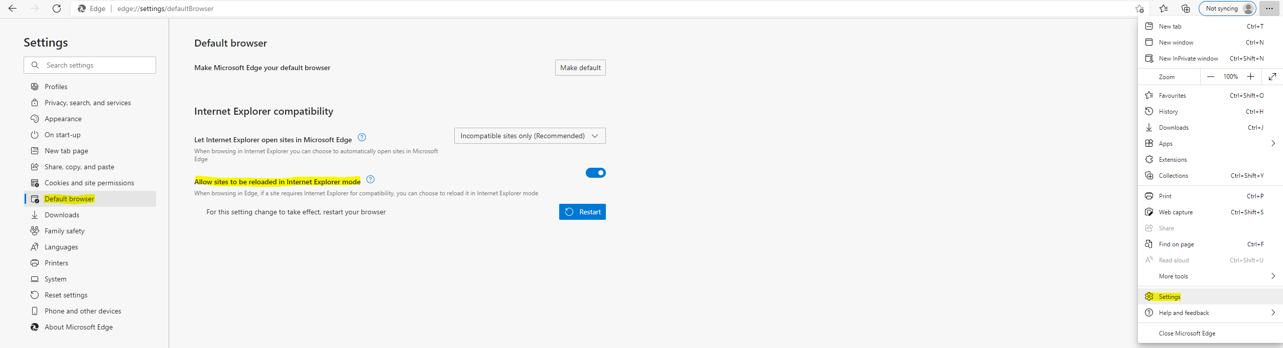 Configuración de IE Mode en Edge