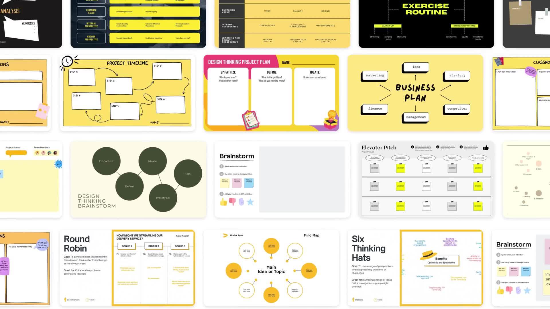 Plantillas y flujos de trabajo para sesiones de brainstorming en Freeform