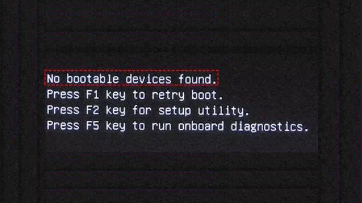 Causas error No Boot Device Found