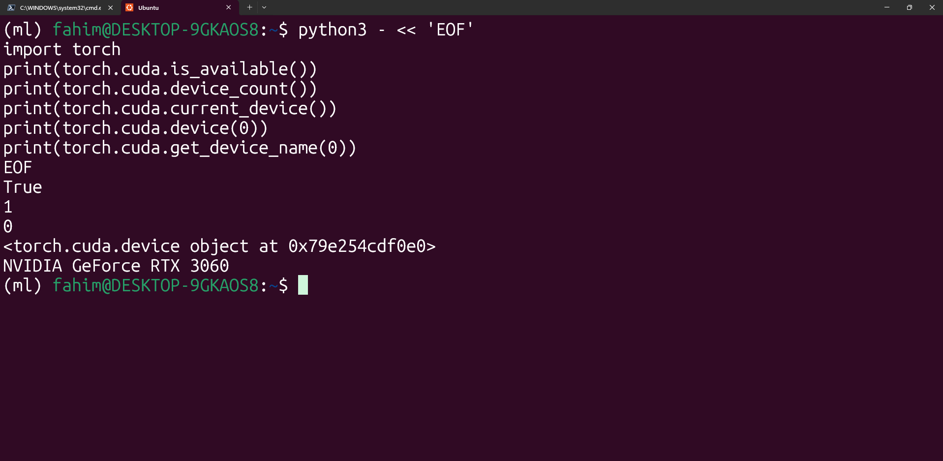 GPU configuration in WSL2 for machine learning