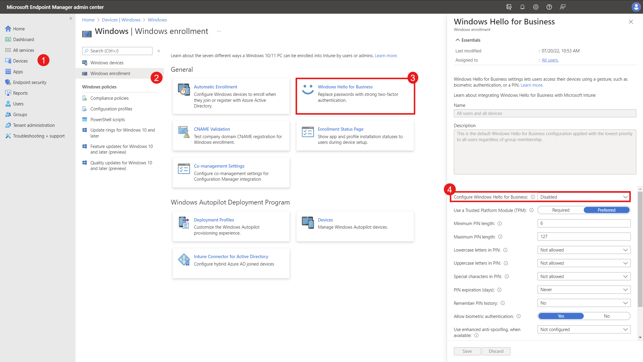 Tipos de confianza Windows Hello