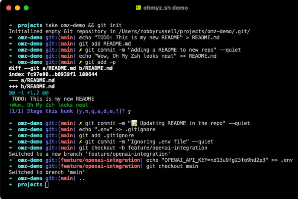 Terminal configurada con Oh My Zsh Terminal configurada con Oh My Zsh y plugins