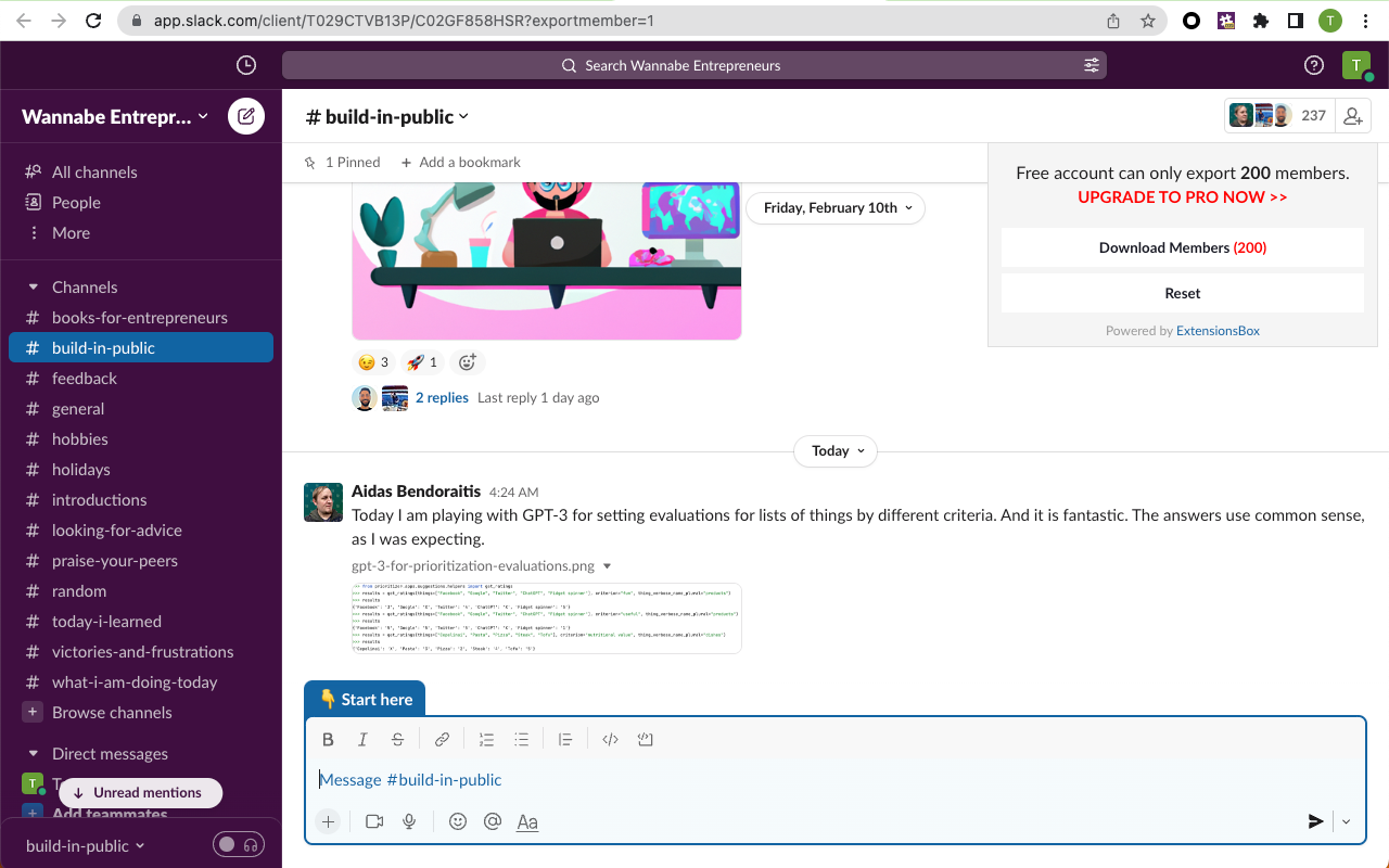 formato JSON de exportaciones Slack