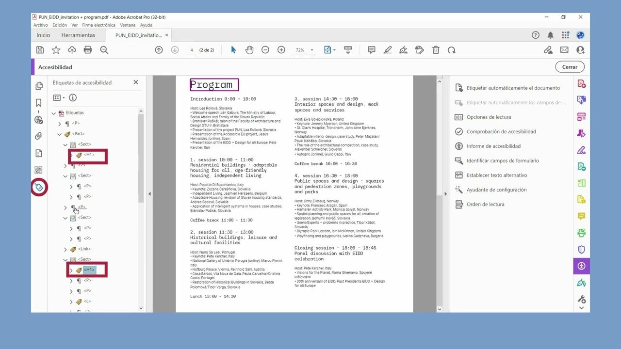 Documento PDF accesible en pantalla