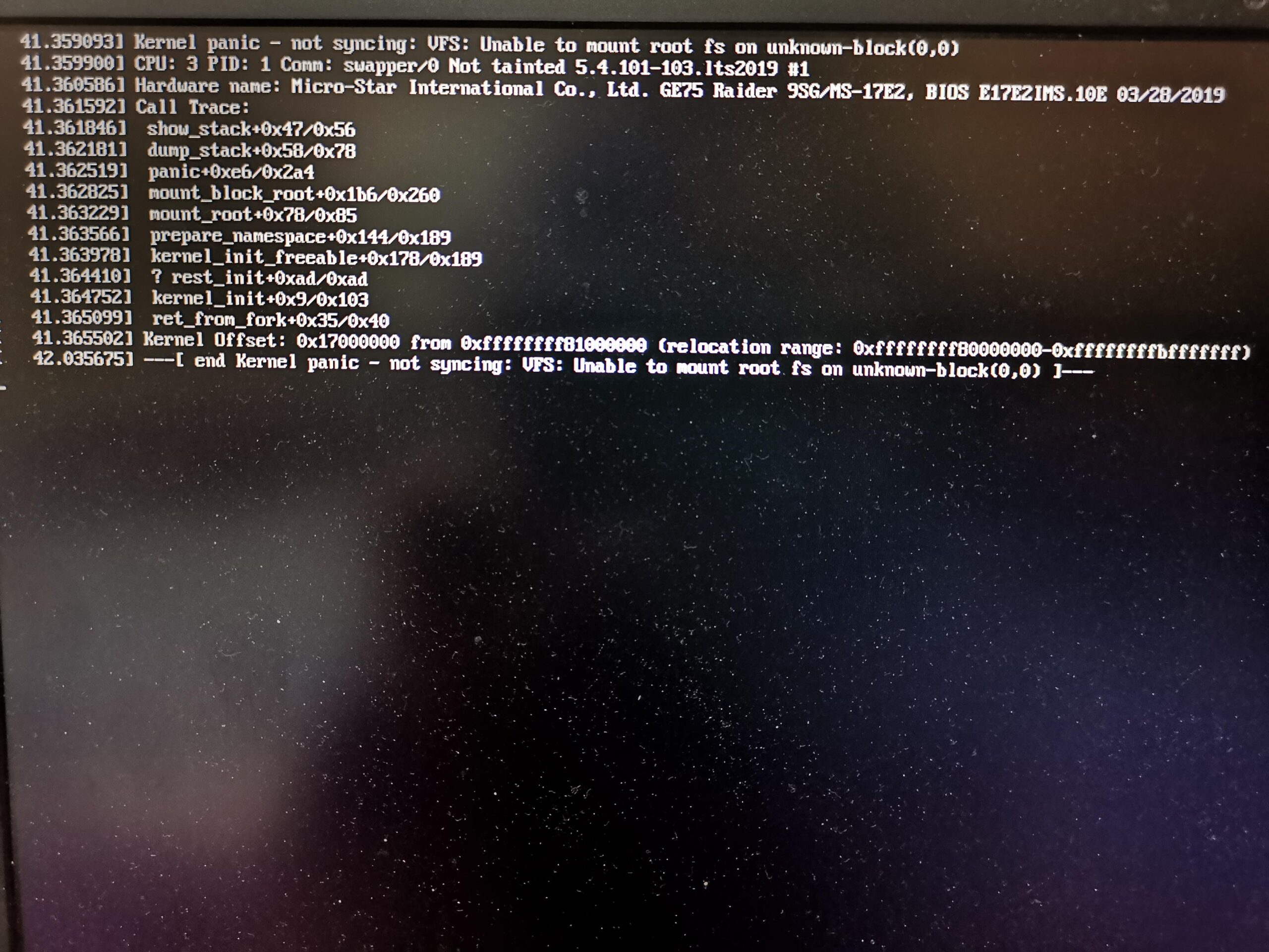 Solución al kernel panic VFS unable to mount root fs