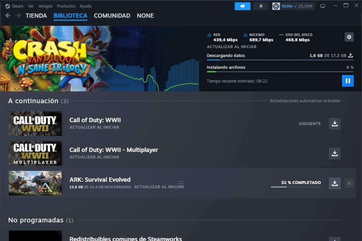 Optimización de descargas en Steam