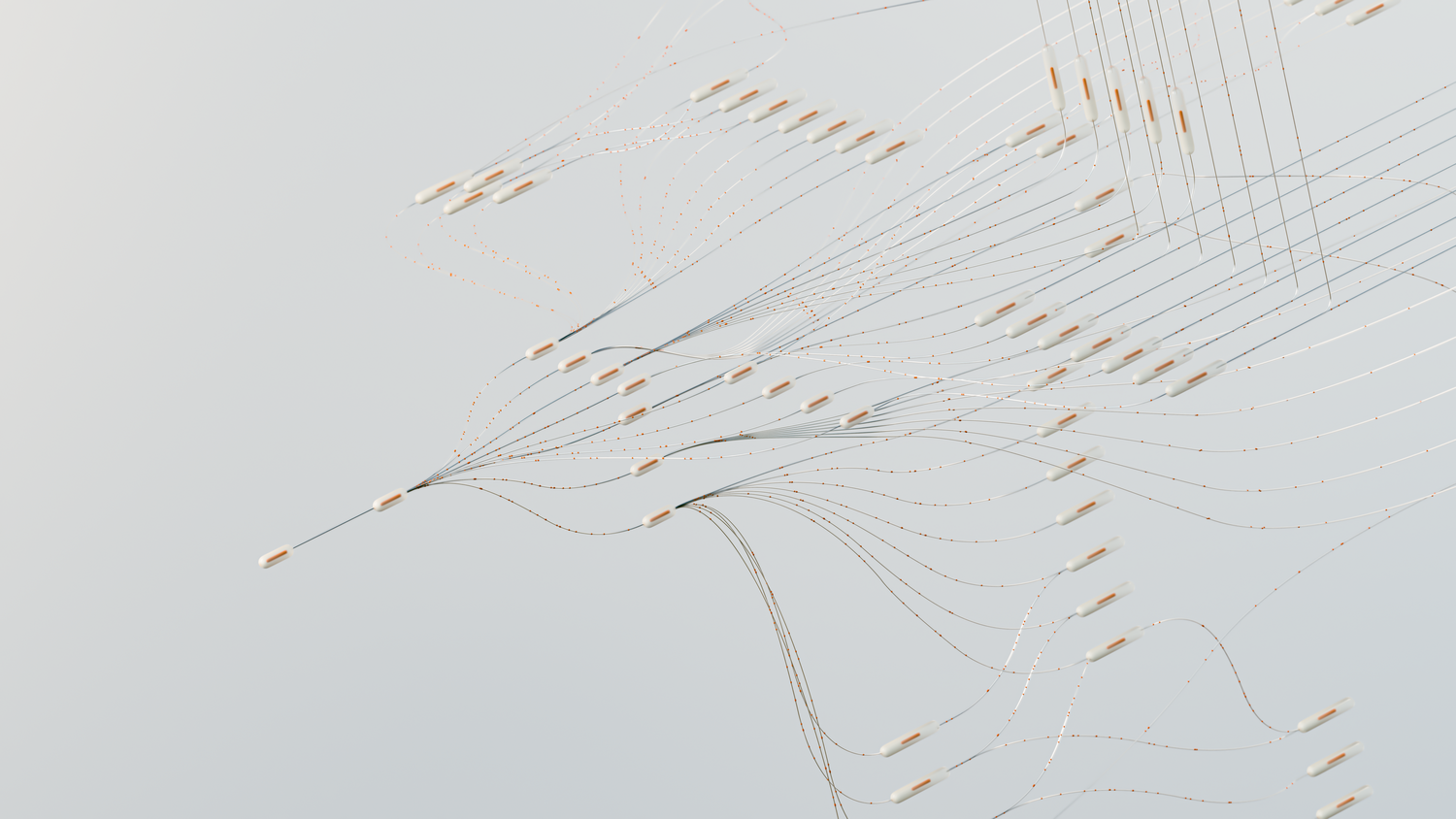 Ilustración abstracta de redes neuronales y flujo de datos, simbolizando el uso de IA en simulaciones científicas complejas.