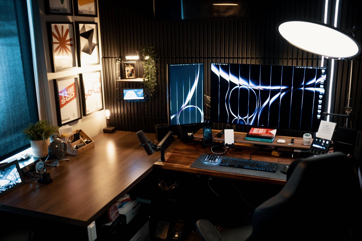 Modern home office setup with dual monitors, illustrating a professional workspace where scaling issues can occur.