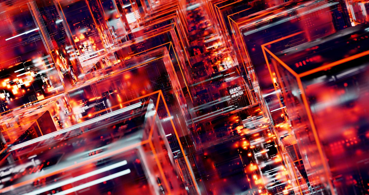 Representación abstracta de bloques digitales en 3D, funcionando como metáfora del mapa visual de WinDirStat.
